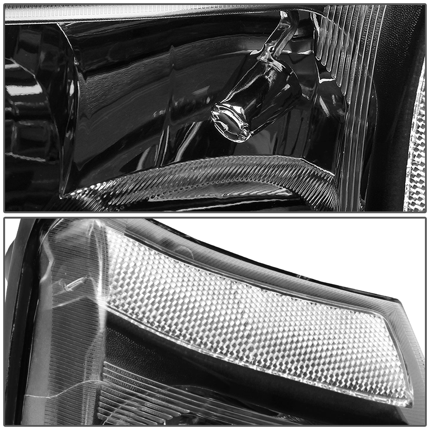 FAROS 03-04 CHEVY SILVERADO 2500 / 03-06 CHEVY AVALANCHE 1500 , 2500 / 03-06 CHEVY SILVERADO 1500 , 1500HD , 2500HD , 3500 2/4-DOOR - FITS MODELS WITHOUT FACTORY CLADDING ONLY - 2PC - BLACK HOUSING / CLEAR CORNER - 9006 LOW BEAM / 9005 HIGH BEAM