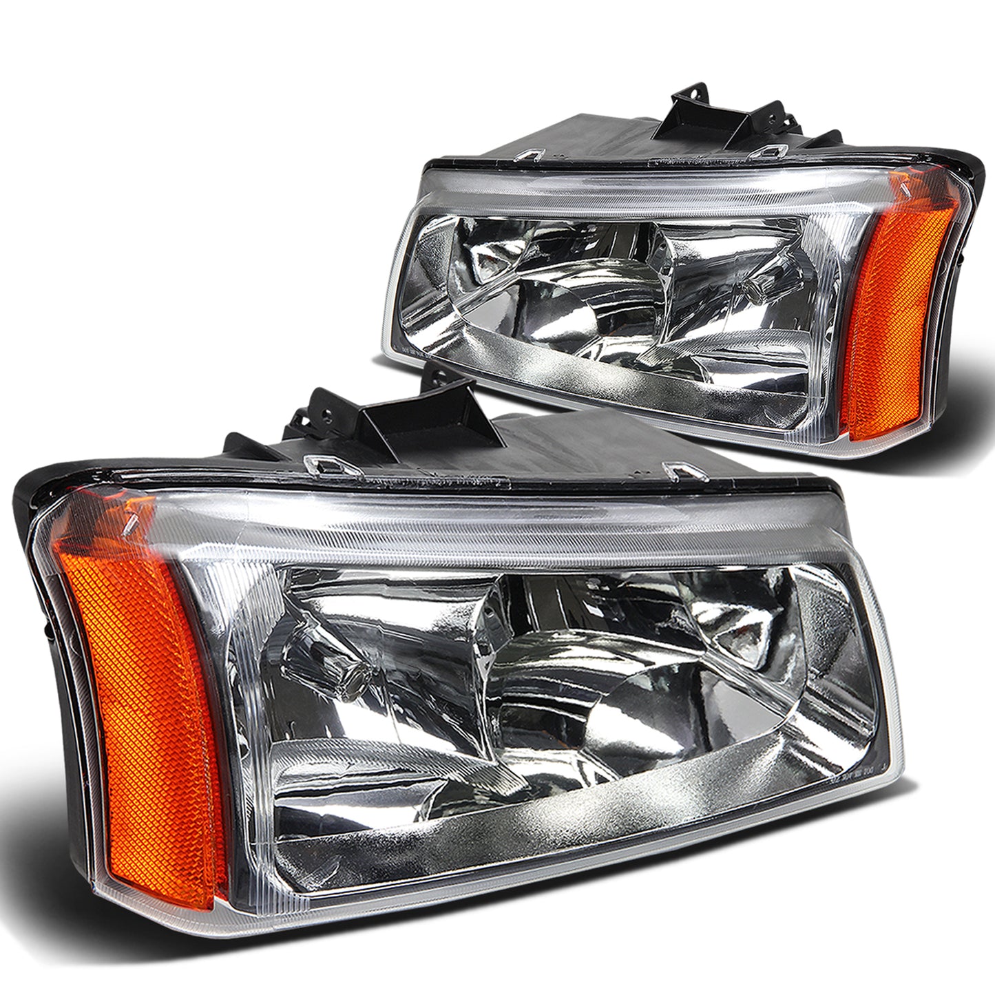 FAROS 03-04 CHEVY SILVERADO 2500 / 03-06 CHEVY AVALANCHE 1500 , 2500 / 03-06 CHEVY SILVERADO 1500 , 1500HD , 2500HD , 3500 2/4-DOOR - FITS MODELS WITHOUT FACTORY CLADDING ONLY - 2PC - CHROME HOUSING / AMBER CORNER - 9006 LOW BEAM / 9005 HIGH BEAM