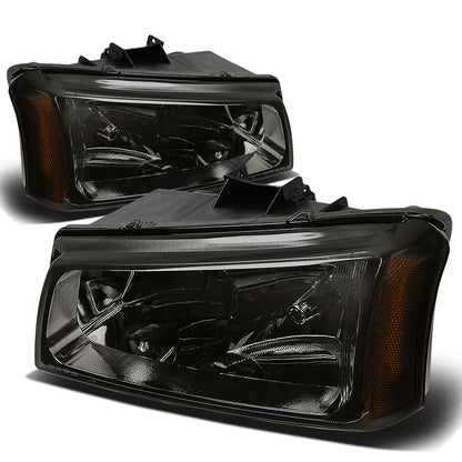 FAROS 03-04 CHEVY SILVERADO 2500 / 03-06 CHEVY AVALANCHE 1500 , 2500 / 03-06 CHEVY SILVERADO 1500 , 1500HD , 2500HD , 3500 2/4-DOOR - FITS MODELS WITHOUT FACTORY CLADDING ONLY - 2PC - SMOKE HOUSING / AMBER CORNER - 9006 LOW BEAM / 9005 HIGH BEAM