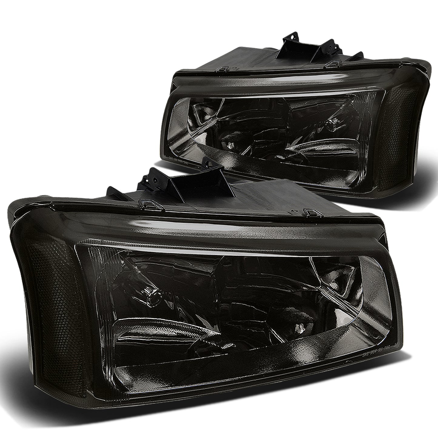 FAROS 03-04 CHEVY SILVERADO 2500 / 03-06 CHEVY AVALANCHE 1500 , 2500 / 03-06 CHEVY SILVERADO 1500 , 1500HD , 2500HD , 3500 2/4-DOOR - FITS MODELS WITHOUT FACTORY CLADDING ONLY - 2PC - SMOKE HOUSING / CLEAR CORNER - 9006 LOW BEAM / 9005 HIGH BEAM