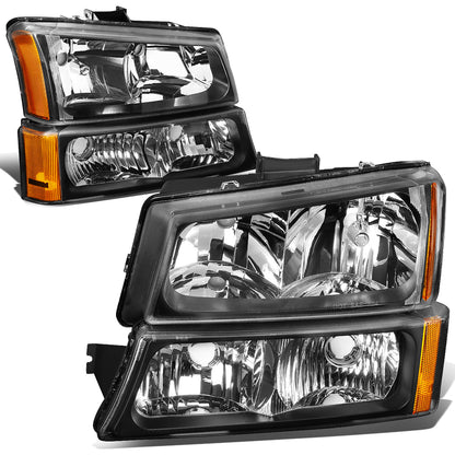 FAROS 03-04 CHEVY SILVERADO 2500 / 03-06 CHEVY AVALANCHE 1500 , 2500 / 03-06 CHEVY SILVERADO 1500 , 1500HD , 2500HD , 3500 2/4-DOOR - FITS MODELS WITHOUT FACTORY CLADDING ONLY - 4PC - BLACK HOUSING / AMBER CORNER - 9006 LOW BEAM / 9005 HIGH BEAM