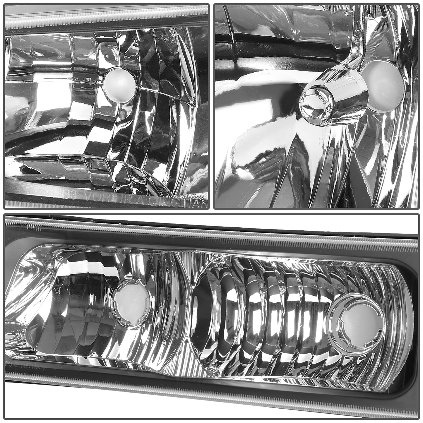 FAROS 03-04 CHEVY SILVERADO 2500 / 03-06 CHEVY AVALANCHE 1500 , 2500 / 03-06 CHEVY SILVERADO 1500 , 1500HD , 2500HD , 3500 2/4-DOOR - FITS MODELS WITHOUT FACTORY CLADDING ONLY - 4PC - BLACK HOUSING / AMBER CORNER - 9006 LOW BEAM / 9005 HIGH BEAM