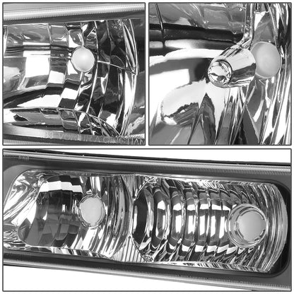 FAROS 03-04 CHEVY SILVERADO 2500 / 03-06 CHEVY AVALANCHE 1500 , 2500 / 03-06 CHEVY SILVERADO 1500 , 1500HD , 2500HD , 3500 2/4-DOOR - FITS MODELS WITHOUT FACTORY CLADDING ONLY - 4PC - BLACK HOUSING / AMBER CORNER - 9006 LOW BEAM / 9005 HIGH BEAM