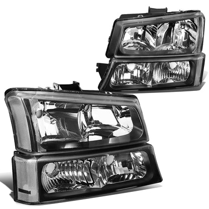 FAROS 03-04 CHEVY SILVERADO 2500 / 03-06 CHEVY AVALANCHE 1500 , 2500 / 03-06 CHEVY SILVERADO 1500 , 1500HD , 2500HD , 3500 2/4-DOOR - FITS MODELS WITHOUT FACTORY CLADDING ONLY - 4PC - BLACK HOUSING / CLEAR CORNER - 9006 LOW BEAM / 9005 HIGH BEAM