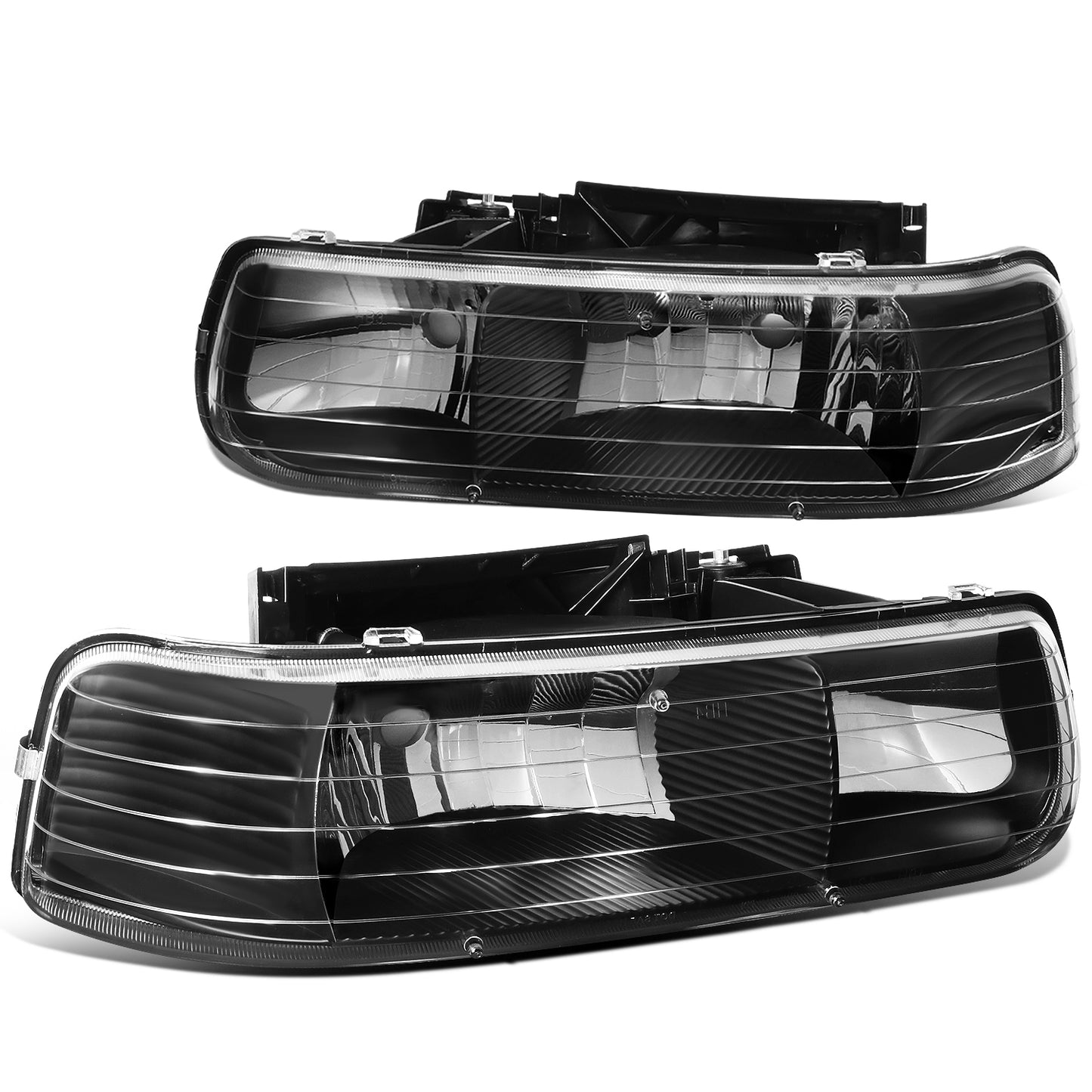 FAROS 99-02 CHEVY SILVERADO 1500 , 2500 / 00-06 CHEVY SUBURBAN 1500 , 2500 , TAHOE / 01-02 CHEVY SILVERADO 1500 HD , 2500 HD , 3500 HD 2/4-DOOR - 2PC - BLACK HOUSING - 9006 LOW BEAM / HIGH BEAM