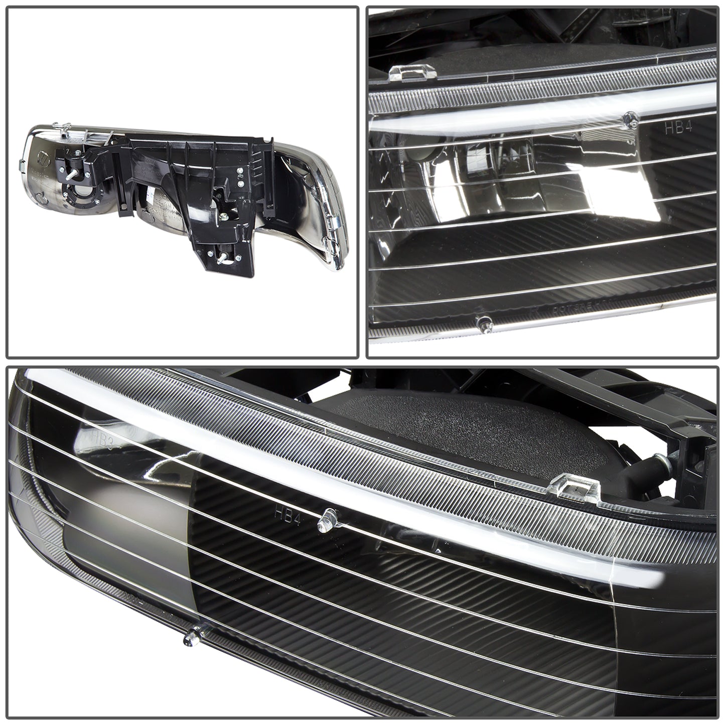 FAROS 99-02 CHEVY SILVERADO 1500 , 2500 / 00-06 CHEVY SUBURBAN 1500 , 2500 , TAHOE / 01-02 CHEVY SILVERADO 1500 HD , 2500 HD , 3500 HD 2/4-DOOR - 2PC - BLACK HOUSING - 9006 LOW BEAM / HIGH BEAM