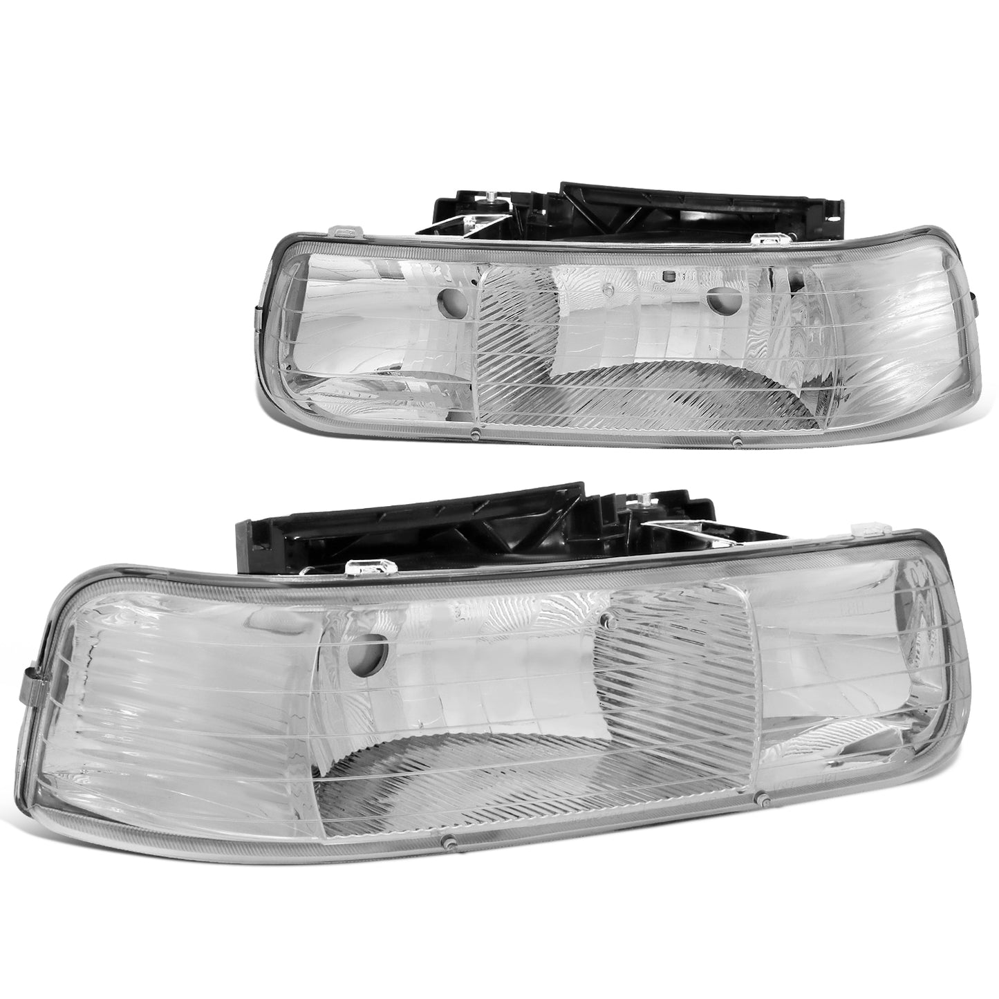 FAROS 99-02 CHEVY SILVERADO 1500 , 2500 / 00-06 CHEVY SUBURBAN 1500 , 2500 , TAHOE / 01-02 CHEVY SILVERADO 1500 HD , 2500 HD , 3500 HD 2/4-DOOR - 2PC - CHROME HOUSING - 9006 LOW BEAM / HIGH BEAM