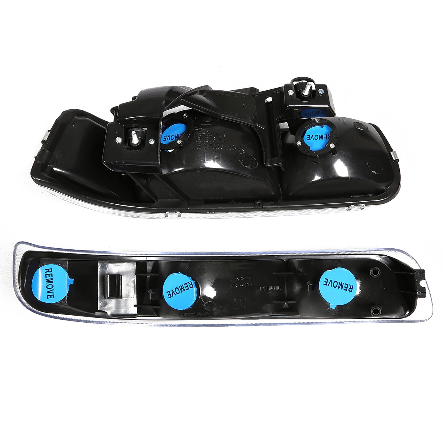 FAROS 99-02 CHEVY SILVERADO 1500 , 2500 / 00-06 CHEVY SUBURBAN 1500 , 2500 , TAHOE / 01-02 CHEVY SILVERADO 1500 HD , 2500 HD , 3500 HD 2/4-DOOR - 4PC - BLACK HOUSING / CLEAR CORNER - 9006 LOW BEAM / HIGH BEAMDLIGHTS - 99-02 CHEVY SILVERADO 1500 ,