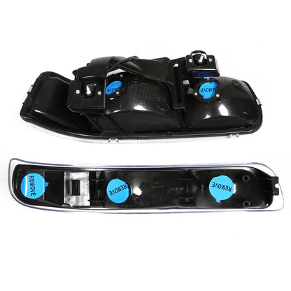 FAROS 99-02 CHEVY SILVERADO 1500 , 2500 / 00-06 CHEVY SUBURBAN 1500 , 2500 , TAHOE / 01-02 CHEVY SILVERADO 1500 HD , 2500 HD , 3500 HD 2/4-DOOR - 4PC - BLACK HOUSING / CLEAR CORNER - 9006 LOW BEAM / HIGH BEAMDLIGHTS - 99-02 CHEVY SILVERADO 1500 ,