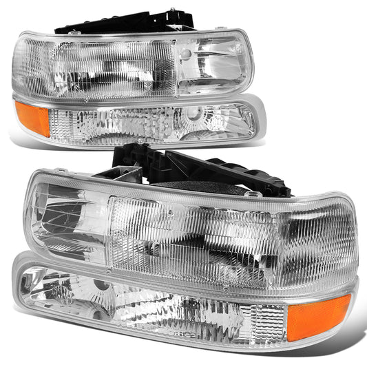 FAROS 99-02 CHEVY SILVERADO 1500HD , 2500HD , 3500HD / 00-06 CHEVY SUBURBAN 1500 , 2500 , TAHOE 2/4-DOOR - 4PC - OE STYLE - CHROME HOUSING / AMBER CORNER