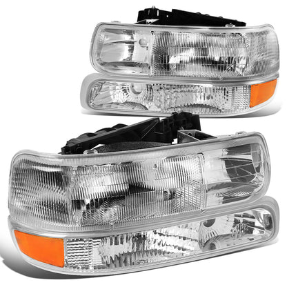 FAROS 99-02 CHEVY SILVERADO 1500HD , 2500HD , 3500HD / 00-06 CHEVY SUBURBAN 1500 , 2500 , TAHOE 2/4-DOOR - 4PC - OE STYLE - CHROME HOUSING / AMBER CORNER