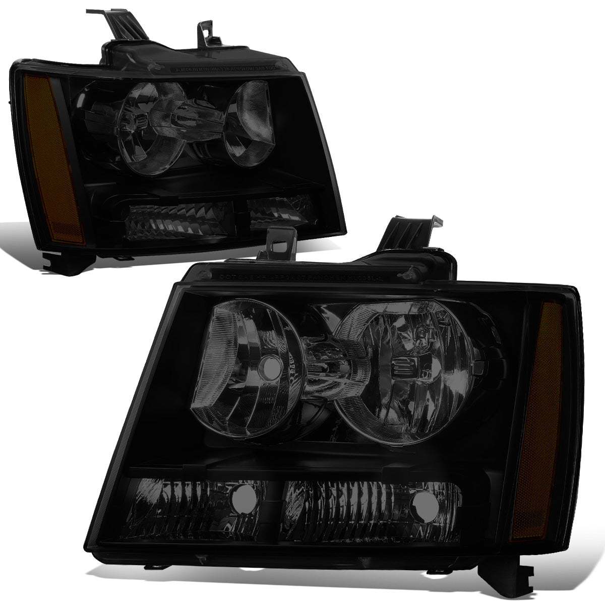 FAROS 07-14 CHEVY TAHOE / 07-13 CHEVY AVALANCHE / 07-14 CHEVY SUBURBAN 1500 / 07-13 CHEVY SUBURBAN 2500 - BLACK HOUSING / SMOKE LENS / AMBER CORNER - H11 LOW BEAM / 9005 HIGH BEAM
