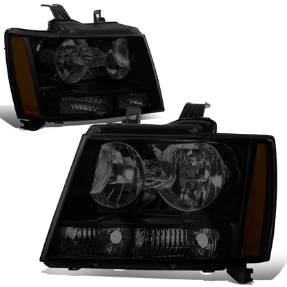 FAROS 07-14 CHEVY TAHOE / 07-13 CHEVY AVALANCHE / 07-14 CHEVY SUBURBAN 1500 / 07-13 CHEVY SUBURBAN 2500 - BLACK HOUSING / SMOKE LENS / AMBER CORNER - H11 LOW BEAM / 9005 HIGH BEAM