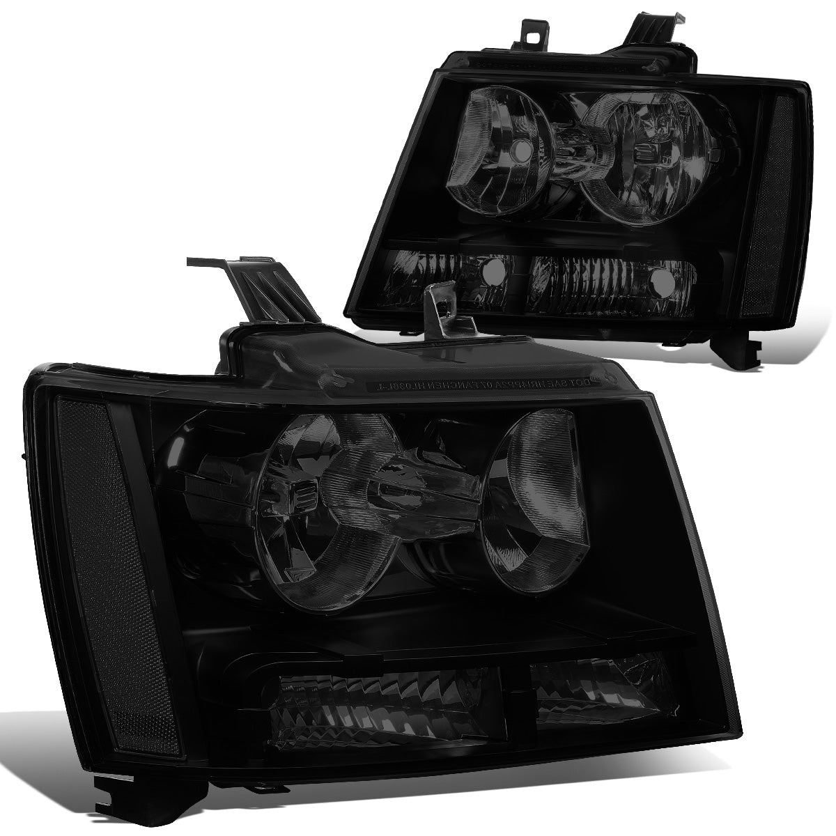 FAROS 07-14 CHEVY TAHOE / 07-13 CHEVY AVALANCHE / 07-14 CHEVY SUBURBAN 1500 / 07-13 CHEVY SUBURBAN 2500 - BLACK HOUSING / SMOKE LENS / CLEAR CORNER - H11 LOW BEAM / 9005 HIGH BEAM