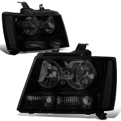 FAROS 07-14 CHEVY TAHOE / 07-13 CHEVY AVALANCHE / 07-14 CHEVY SUBURBAN 1500 / 07-13 CHEVY SUBURBAN 2500 - BLACK HOUSING / SMOKE LENS / CLEAR CORNER - H11 LOW BEAM / 9005 HIGH BEAM