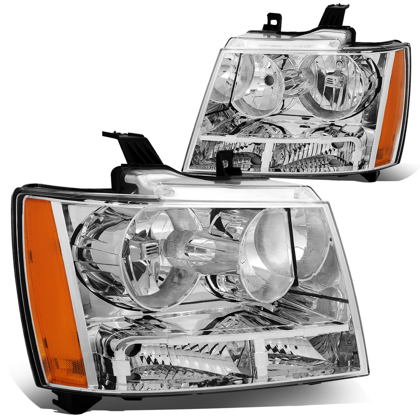 FAROS 07-14 CHEVY TAHOE / 07-13 CHEVY AVALANCHE / 07-14 CHEVY SUBURBAN 1500 / 07-13 CHEVY SUBURBAN 2500 - CHROME HOUSING / AMBER CORNER - H11 LOW BEAM / 9005 HIGH BEAM