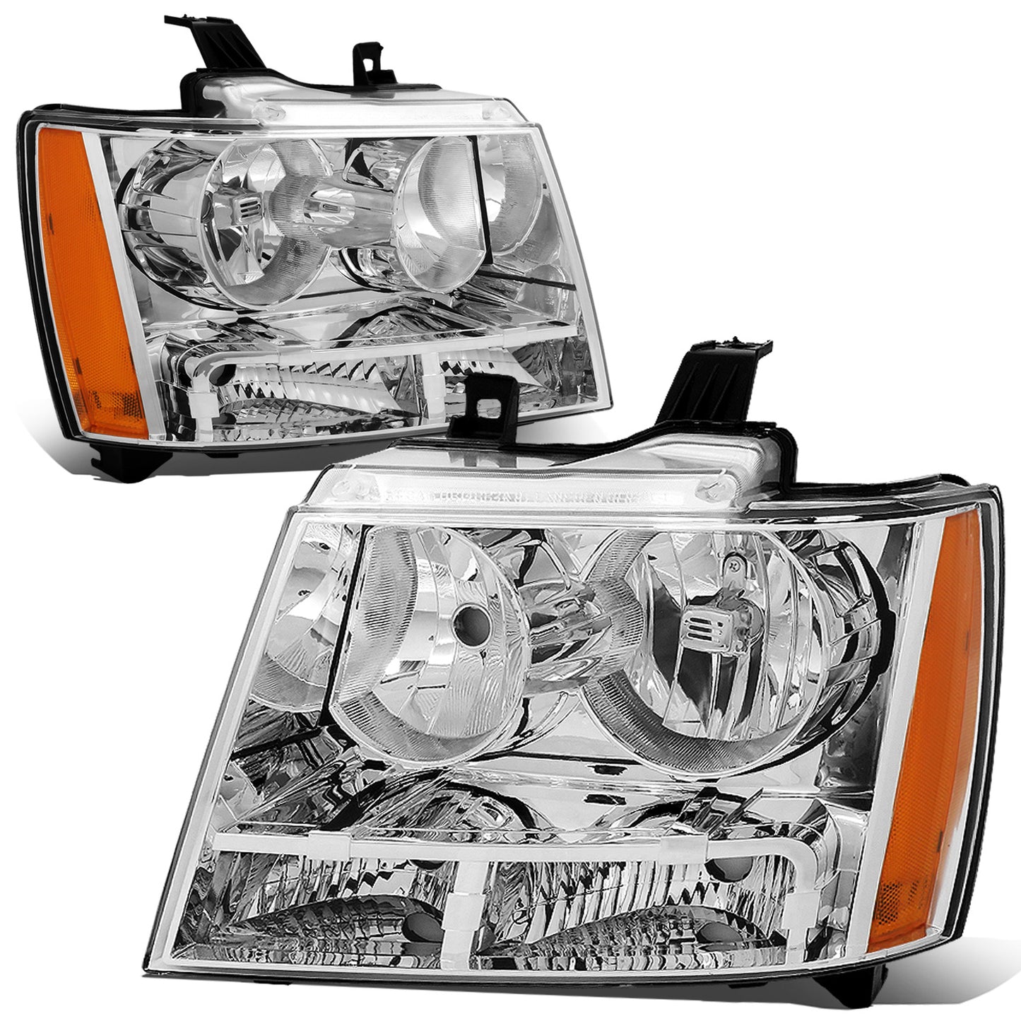FAROS 07-14 CHEVY TAHOE / 07-13 CHEVY AVALANCHE / 07-14 CHEVY SUBURBAN 1500 / 07-13 CHEVY SUBURBAN 2500 - CHROME HOUSING / AMBER CORNER - H11 LOW BEAM / 9005 HIGH BEAM