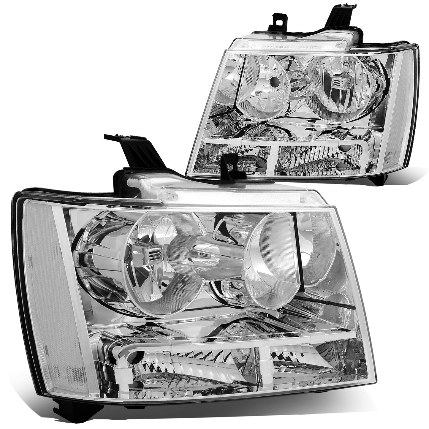 FAROS 07-14 CHEVY TAHOE / 07-13 CHEVY AVALANCHE / 07-14 CHEVY SUBURBAN 1500 / 07-13 CHEVY SUBURBAN 2500 - CHROME HOUSING / CLEAR CORNER - H11 LOW BEAM / 9005 HIGH BEAM