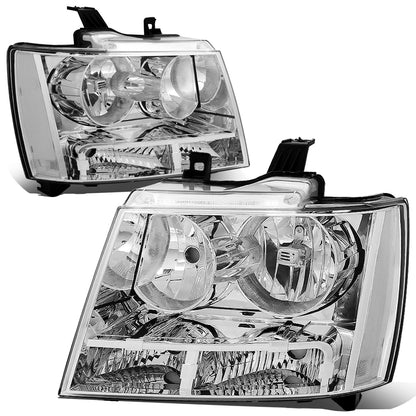 FAROS 07-14 CHEVY TAHOE / 07-13 CHEVY AVALANCHE / 07-14 CHEVY SUBURBAN 1500 / 07-13 CHEVY SUBURBAN 2500 - CHROME HOUSING / CLEAR CORNER - H11 LOW BEAM / 9005 HIGH BEAM