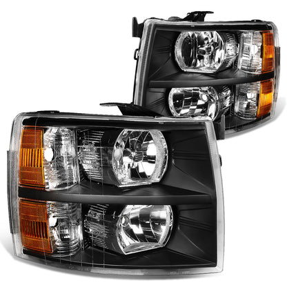 FAROS 07-13 CHEVY SILVERADO 1500 / 07-14 CHEVY SILVERADO 2500 3500 & HD MODELS - BLACK HOUSING / AMBER CORNER - H11 LOW BEAM / 9005 HIGH BEAM