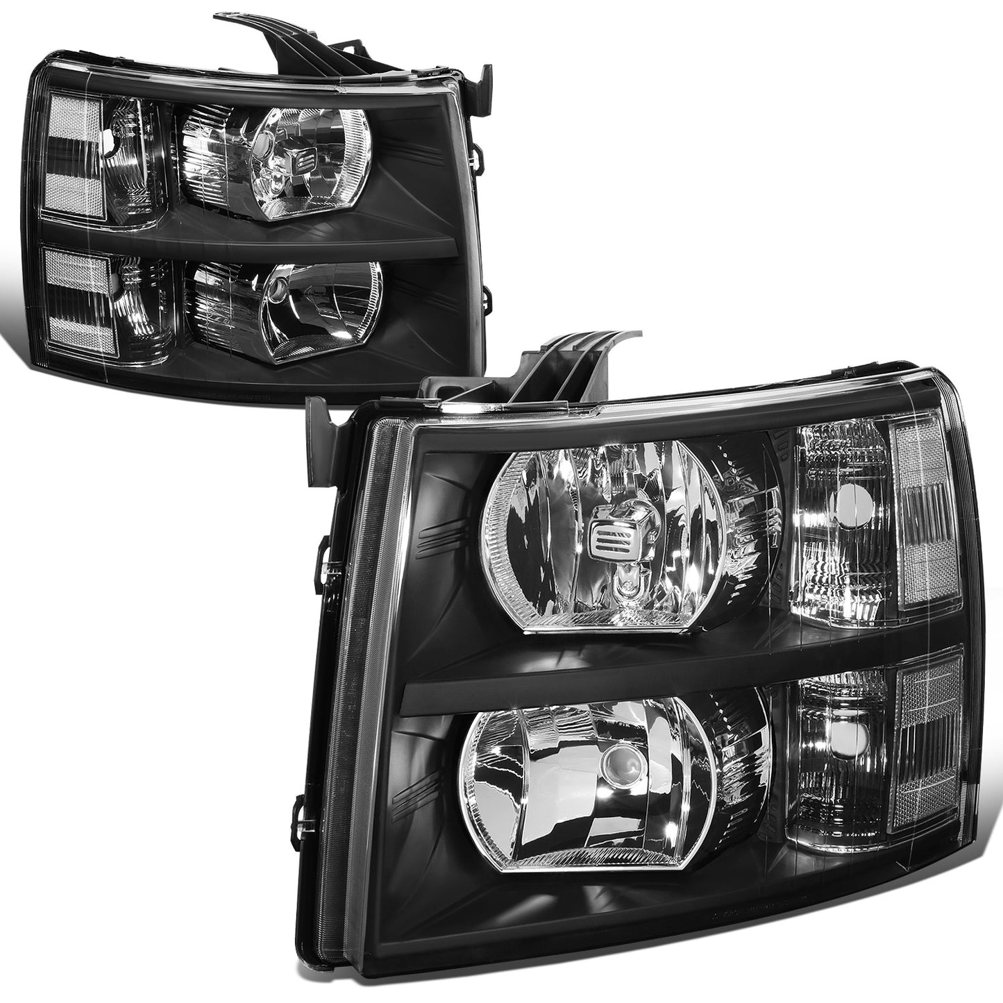 FAROS 07-13 CHEVY SILVERADO 1500 / 07-14 CHEVY SILVERADO 2500 3500 & HD MODELS - BLACK HOUSING / CLEAR CORNER - H11 LOW BEAM / 9005 HIGH BEAM