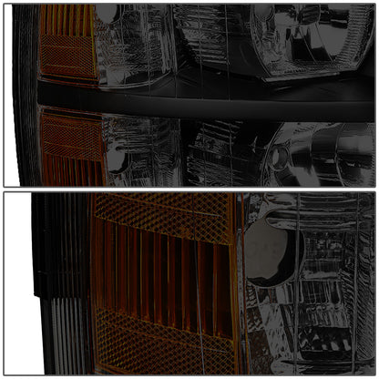 FAROS 07-13 CHEVY SILVERADO 1500 / 07-14 CHEVY SILVERADO 2500 3500 & HD MODELS - BLACK HOUSING / SMOKE LENS / AMBER CORNER - H11 LOW BEAM / 9005 HIGH BEAM