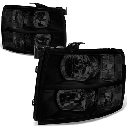 FAROS 07-13 CHEVY SILVERADO 1500 / 07-14 CHEVY SILVERADO 2500 3500 & HD MODELS - BLACK HOUSING / SMOKE LENS / CLEAR CORNER - H11 LOW BEAM / 9005 HIGH BEAM