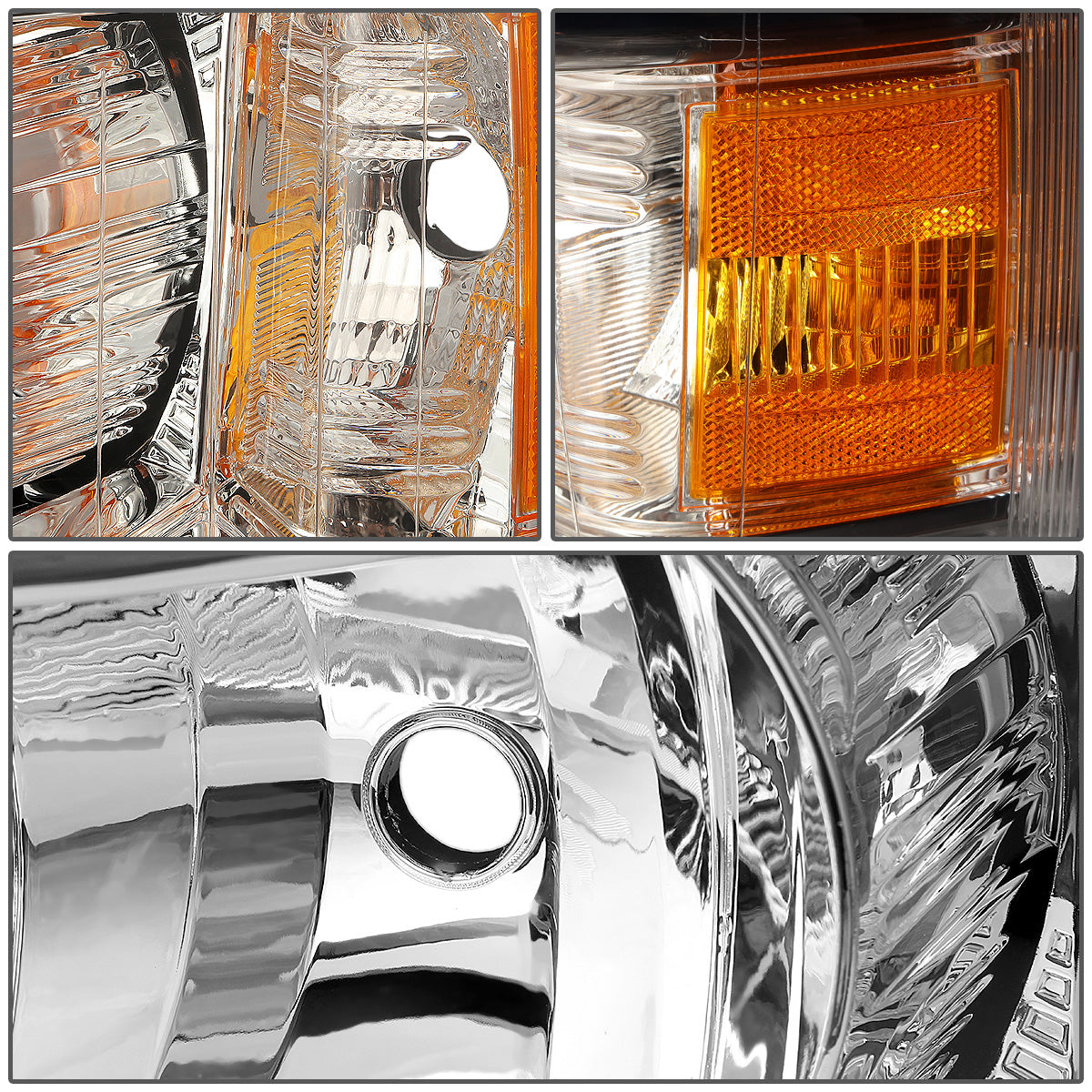 FAROS 07-13 CHEVY SILVERADO 1500 / 07-14 CHEVY SILVERADO 2500 3500 & HD MODELS - CHROME HOUSING / AMBER CORNER - H11 LOW BEAM / 9005 HIGH BEAM
