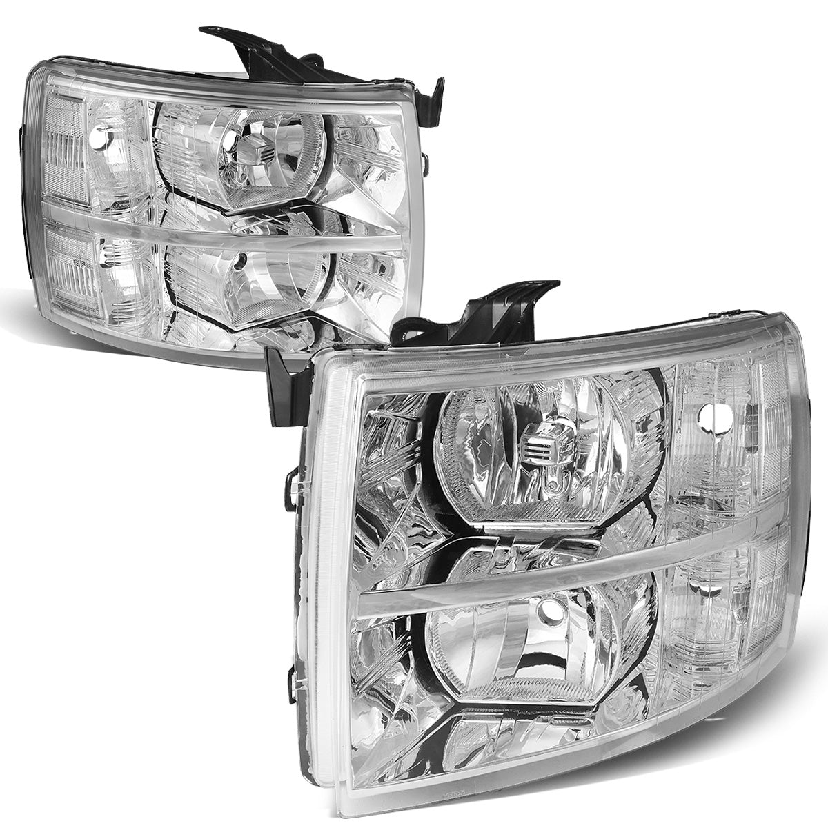 FAROS 07-13 CHEVY SILVERADO 1500 / 07-14 CHEVY SILVERADO 2500 3500 & HD MODELS - CHROME HOUSING / CLEAR CORNER - H11 LOW BEAM / 9005 HIGH BEAM