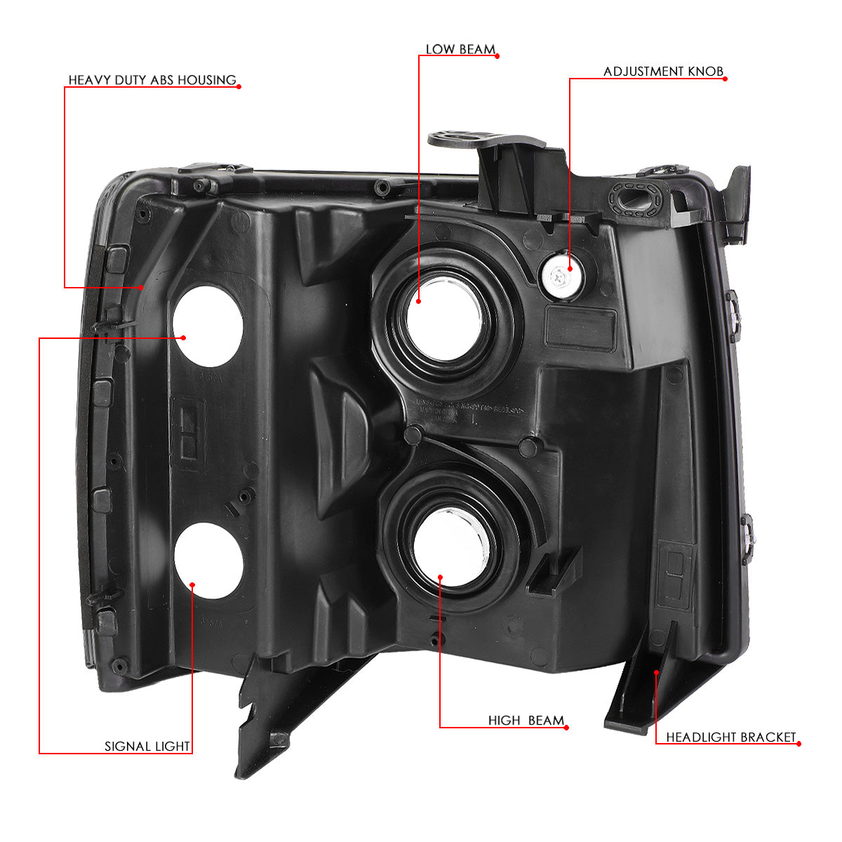 FAROS 07-13 CHEVY SILVERADO 1500 / 07-14 CHEVY SILVERADO 2500 3500 & HD MODELS - SMOKE HOUSING / CLEAR CORNER - H11 LOW BEAM / 9005 HIGH BEAM