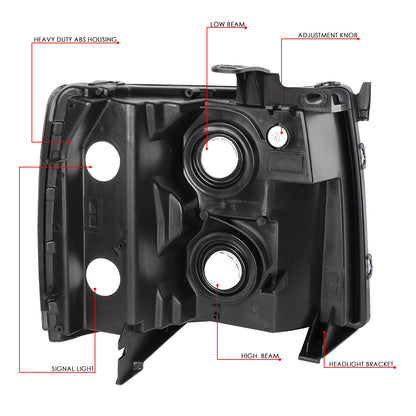 FAROS 07-13 CHEVY SILVERADO 1500 / 07-14 CHEVY SILVERADO 2500 3500 & HD MODELS - SMOKE HOUSING / CLEAR CORNER - H11 LOW BEAM / 9005 HIGH BEAM