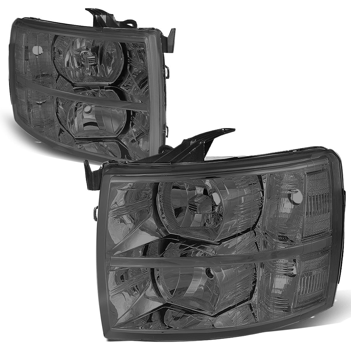 FAROS 07-13 CHEVY SILVERADO 1500 / 07-14 CHEVY SILVERADO 2500 3500 & HD MODELS - SMOKE HOUSING / CLEAR CORNER - H11 LOW BEAM / 9005 HIGH BEAM