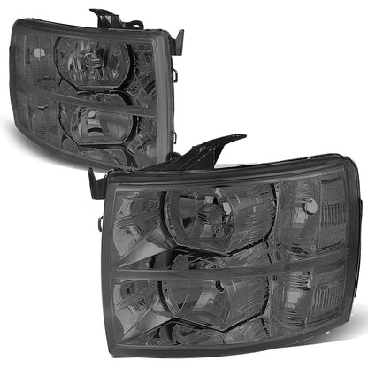 FAROS 07-13 CHEVY SILVERADO 1500 / 07-14 CHEVY SILVERADO 2500 3500 & HD MODELS - SMOKE HOUSING / CLEAR CORNER - H11 LOW BEAM / 9005 HIGH BEAM