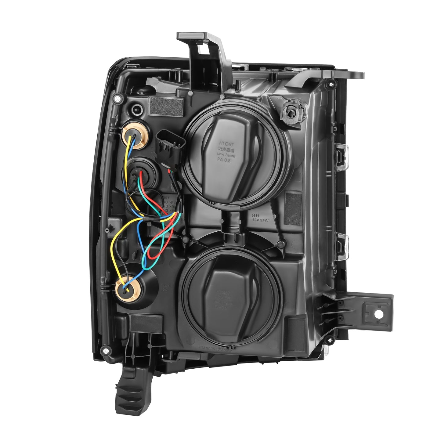 FAROS 2014-2015 SILVERADO 1500//WHITE HOOD, WHITE REVERSE, BLACK BACKGROUND LIGHT WITH BLUE LIGHT BULB