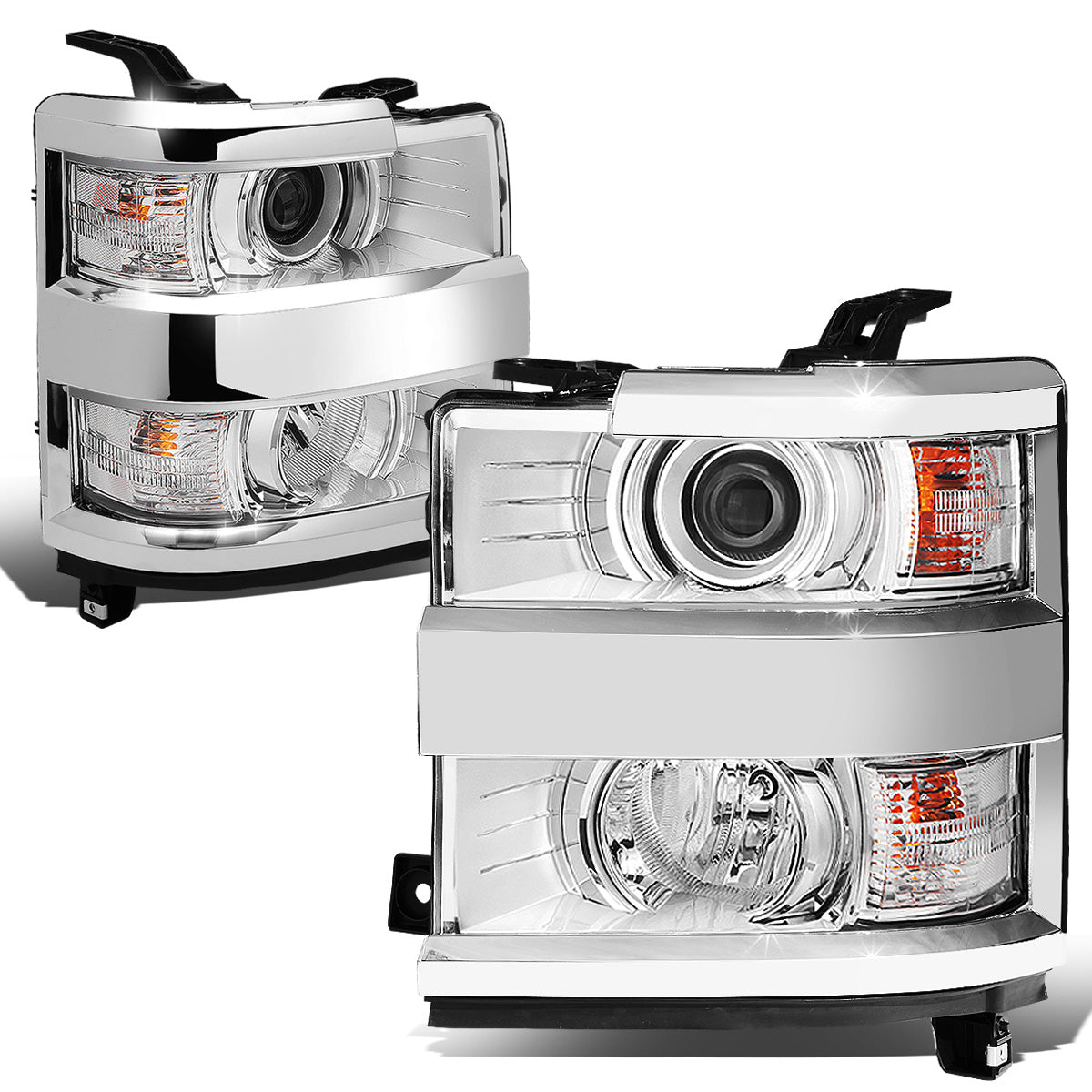 FAROS 15-19 CHEVY SILVERADO 2500HD / 15-19 CHEVY SILVERADO 3500HD - PROJECTOR LOW BEAM - CHROME HOUSING / CLEAR CORNER - 9005 HIGH / H11 LOW / 7443A SIGNAL