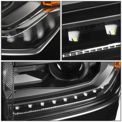 FAROS 15-18 CHEVY SILVERADO 1500 - LED DRL - PROJECTOR - BLACK HOUSING / AMBER CORNER - D5S HID BULB / 7443A SIGNAL