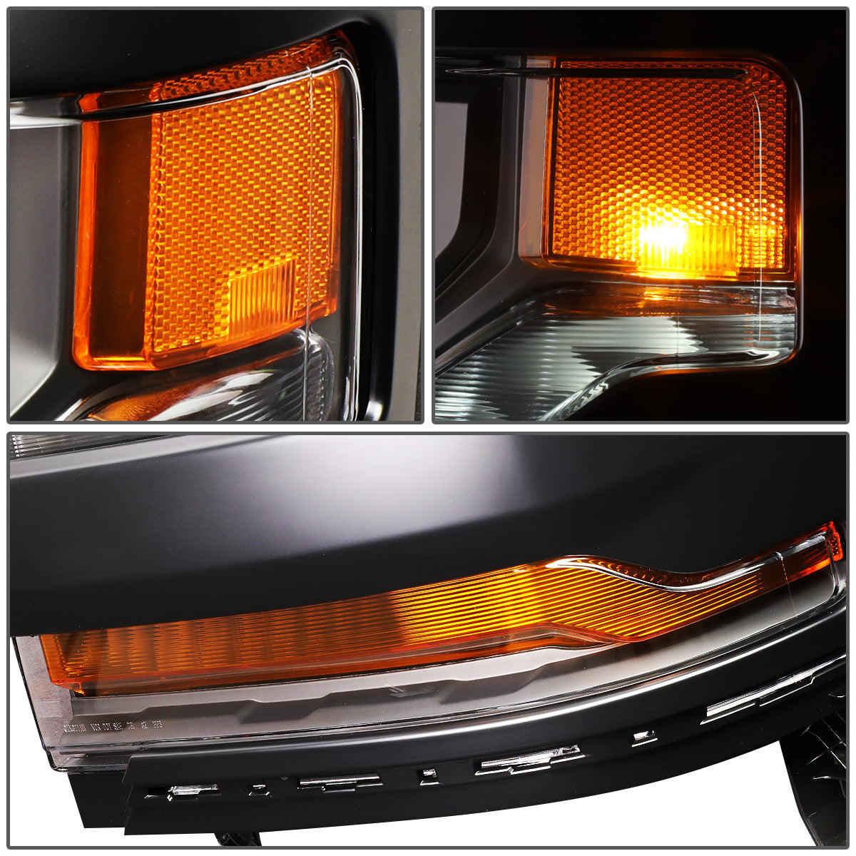 FAROS 15-18 CHEVY SILVERADO 1500 - LED DRL - PROJECTOR - BLACK HOUSING / AMBER CORNER - D5S HID BULB / 7443A SIGNAL