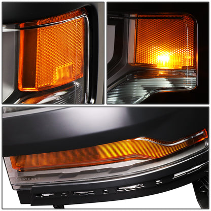 FAROS 15-18 CHEVY SILVERADO 1500 - LED DRL - PROJECTOR - BLACK HOUSING / AMBER CORNER - D5S HID BULB / 7443A SIGNAL