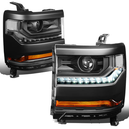 FAROS 15-18 CHEVY SILVERADO 1500 - LED DRL - PROJECTOR - BLACK HOUSING / CLEAR CORNER - D5S HID BULB / 7443A SIGNAL
