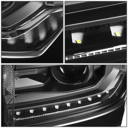 FAROS 15-18 CHEVY SILVERADO 1500 - LED DRL - PROJECTOR - BLACK HOUSING / CLEAR CORNER - D5S HID BULB / 7443A SIGNAL