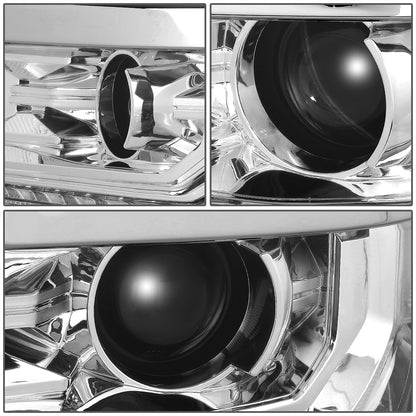FAROS 15-18 CHEVY SILVERADO 1500 - LED DRL - PROJECTOR - CHROME HOUSING / CLEAR CORNER - D5S HID BULB / 7443A SIGNAL