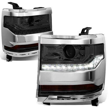 FAROS 15-18 CHEVY SILVERADO 1500 - LED DRL - PROJECTOR - SMOKE HOUSING / CLEAR CORNER - D5S HID BULB / 7443A SIGNAL
