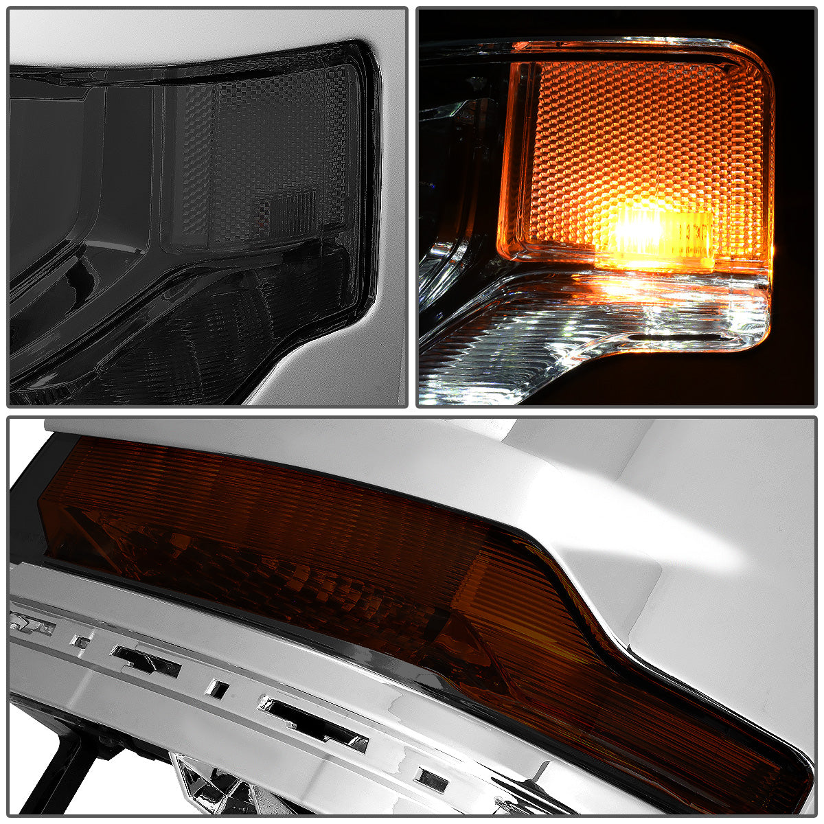 FAROS 15-18 CHEVY SILVERADO 1500 - LED DRL - PROJECTOR - SMOKE HOUSING / CLEAR CORNER - D5S HID BULB / 7443A SIGNAL