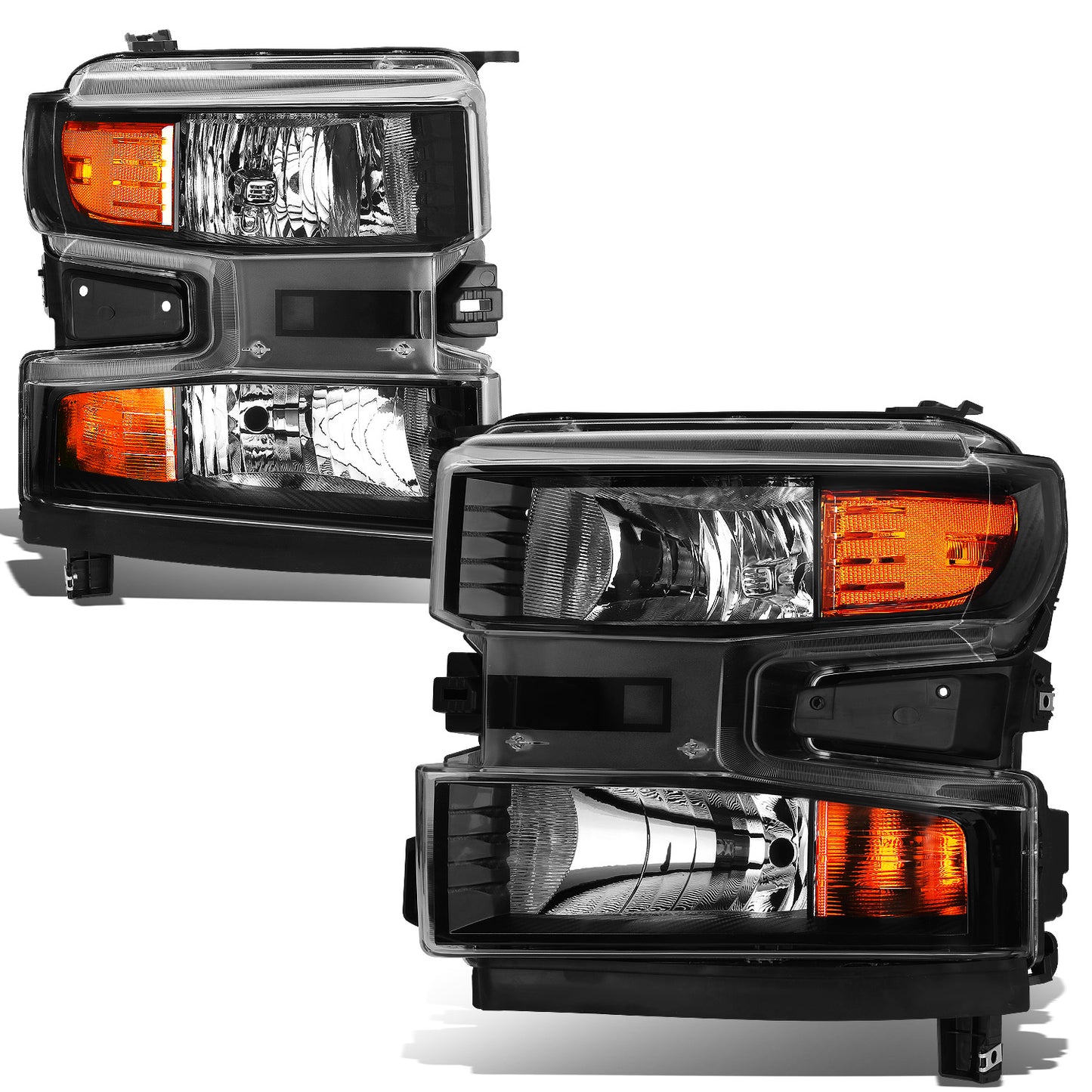 FAROS 19-21 CHEVROLET SILVERADO 1500 - FITS WT/CUSTOM/CUSTOM TRAIL BOSS MODEL ONLY - EXCLUDES LED HEADLIGHT MODELS - ONLY FITS MODELS WITH FACTORY HALOGEN HEADLIGHTS - OE STYLE - BLACK HOUSING / AMBER CORNER - H11 LOW BEAM / 9005 HIGH BEAM