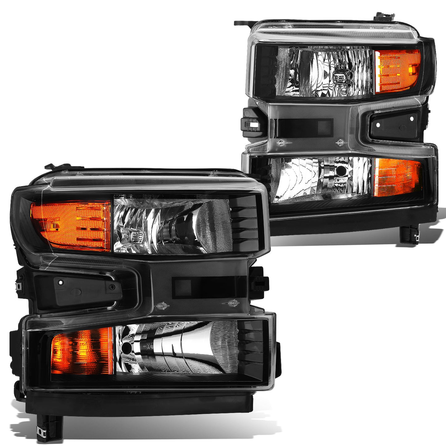 FAROS 19-21 CHEVROLET SILVERADO 1500 - FITS WT/CUSTOM/CUSTOM TRAIL BOSS MODEL ONLY - EXCLUDES LED HEADLIGHT MODELS - ONLY FITS MODELS WITH FACTORY HALOGEN HEADLIGHTS - OE STYLE - BLACK HOUSING / AMBER CORNER - H11 LOW BEAM / 9005 HIGH BEAM
