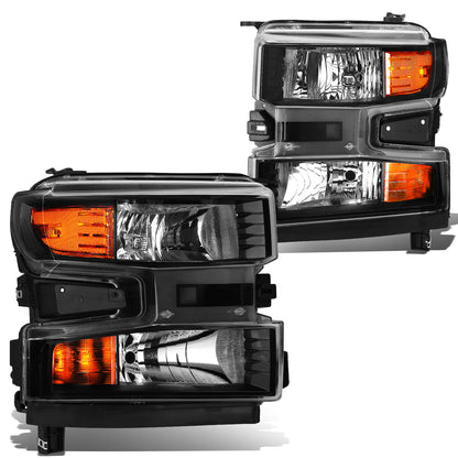 FAROS 19-21 CHEVROLET SILVERADO 1500 - FITS WT/CUSTOM/CUSTOM TRAIL BOSS MODEL ONLY - EXCLUDES LED HEADLIGHT MODELS - ONLY FITS MODELS WITH FACTORY HALOGEN HEADLIGHTS - OE STYLE - BLACK HOUSING / AMBER CORNER - H11 LOW BEAM / 9005 HIGH BEAM