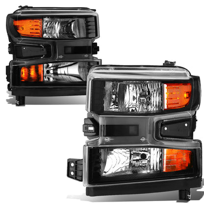 FAROS 19-21 CHEVROLET SILVERADO 1500 - FITS WT/CUSTOM/CUSTOM TRAIL BOSS MODEL ONLY - EXCLUDES LED HEADLIGHT MODELS - ONLY FITS MODELS WITH FACTORY HALOGEN HEADLIGHTS - OE STYLE - BLACK HOUSING / AMBER CORNER - H11 LOW BEAM / 9005 HIGH BEAM