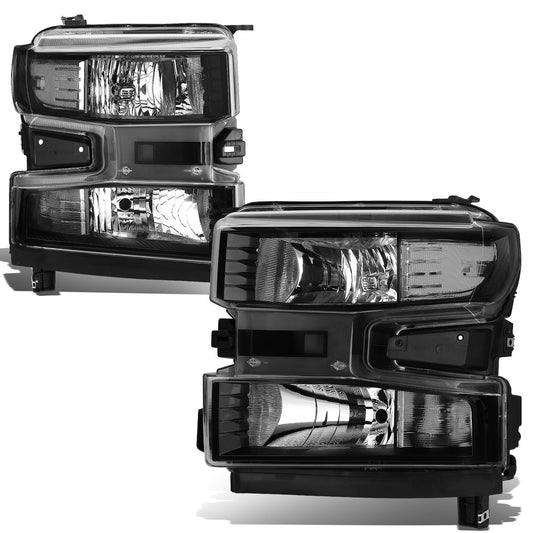 FAROS 19-21 CHEVROLET SILVERADO 1500 - FITS WT/CUSTOM/CUSTOM TRAIL BOSS MODEL ONLY - EXCLUDES LED HEADLIGHT MODELS - ONLY FITS MODELS WITH FACTORY HALOGEN HEADLIGHTS - OE STYLE - BLACK HOUSING / CLEAR CORNER - H11 LOW BEAM / 9005 HIGH BEAM