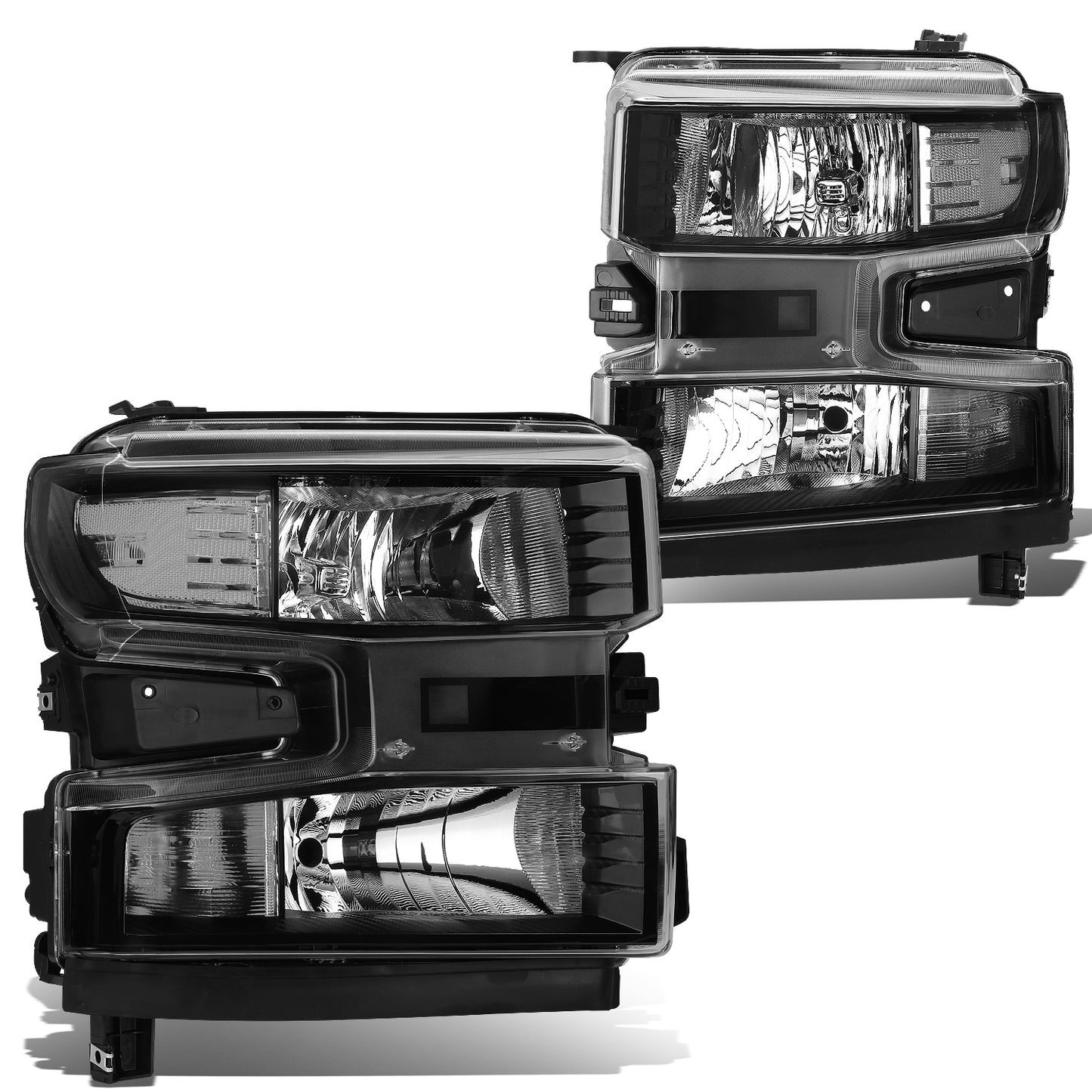 FAROS 19-21 CHEVROLET SILVERADO 1500 - FITS WT/CUSTOM/CUSTOM TRAIL BOSS MODEL ONLY - EXCLUDES LED HEADLIGHT MODELS - ONLY FITS MODELS WITH FACTORY HALOGEN HEADLIGHTS - OE STYLE - BLACK HOUSING / CLEAR CORNER - H11 LOW BEAM / 9005 HIGH BEAM