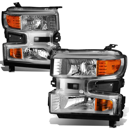 FAROS 19-21 CHEVROLET SILVERADO 1500 - FITS WT/CUSTOM/CUSTOM TRAIL BOSS MODEL ONLY - EXCLUDES LED HEADLIGHT MODELS - ONLY FITS MODELS WITH FACTORY HALOGEN HEADLIGHTS - OE STYLE - CHROME HOUSING / AMBER CORNER - H11 LOW BEAM / 9005 HIGH BEAM